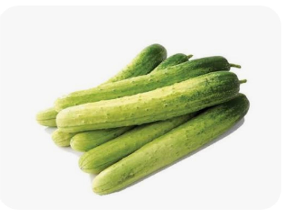 Light green Korean-style cucumbers on a white background